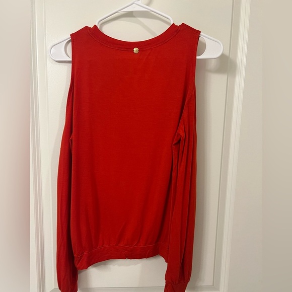 Trina Turk Women's Long Sleeve RoundNeck Blouse Red Sz Small (0221) - Picture 3 of 8